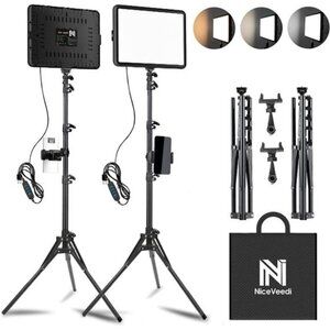 2-Pack LED Video Light Kit, Studio Light, Dimmable Photography Lighting Kit